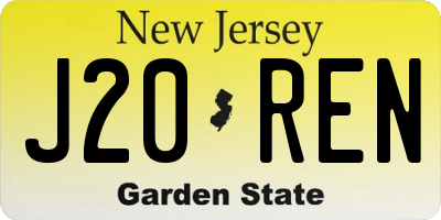 NJ license plate J20REN