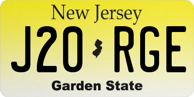 NJ license plate J20RGE