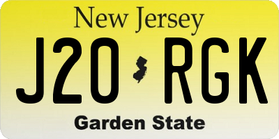 NJ license plate J20RGK