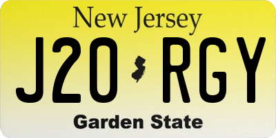 NJ license plate J20RGY