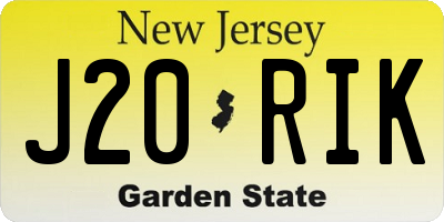 NJ license plate J20RIK