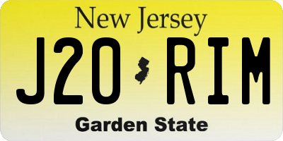 NJ license plate J20RIM