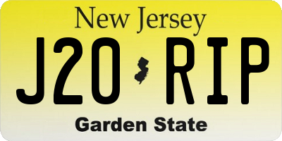 NJ license plate J20RIP