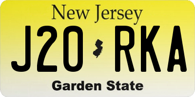 NJ license plate J20RKA