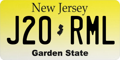 NJ license plate J20RML