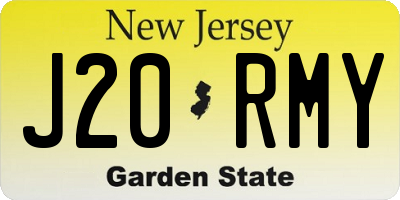 NJ license plate J20RMY