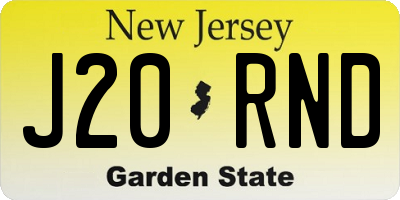 NJ license plate J20RND