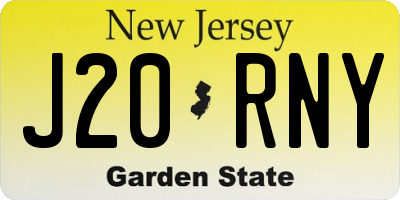 NJ license plate J20RNY
