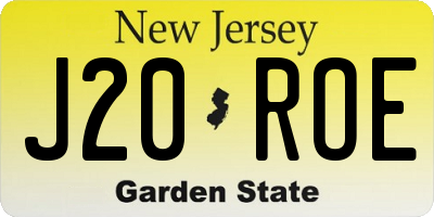 NJ license plate J20ROE