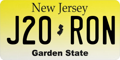 NJ license plate J20RON