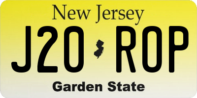NJ license plate J20ROP