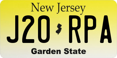 NJ license plate J20RPA