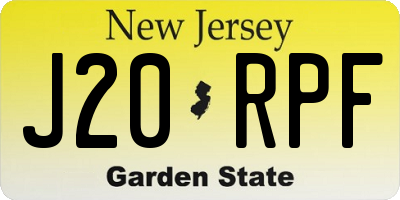 NJ license plate J20RPF