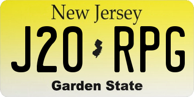 NJ license plate J20RPG