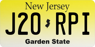 NJ license plate J20RPI