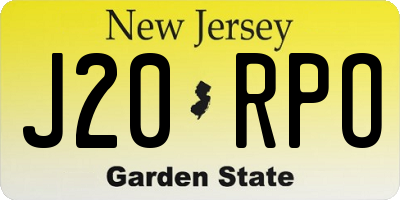 NJ license plate J20RPO