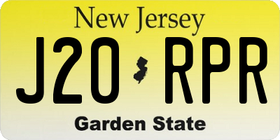 NJ license plate J20RPR