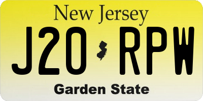 NJ license plate J20RPW