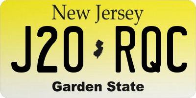 NJ license plate J20RQC
