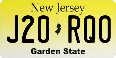 NJ license plate J20RQO