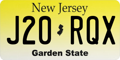 NJ license plate J20RQX