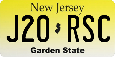 NJ license plate J20RSC