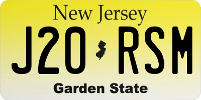 NJ license plate J20RSM