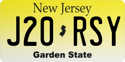 NJ license plate J20RSY