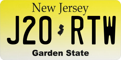 NJ license plate J20RTW