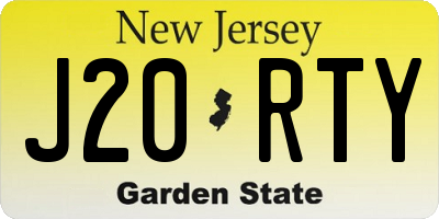 NJ license plate J20RTY
