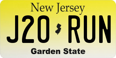 NJ license plate J20RUN