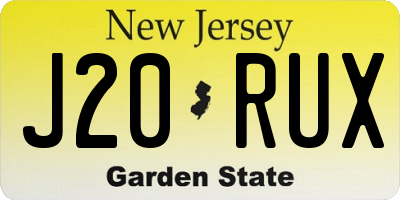 NJ license plate J20RUX