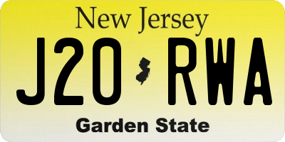 NJ license plate J20RWA
