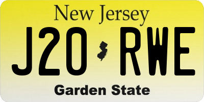 NJ license plate J20RWE