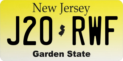 NJ license plate J20RWF