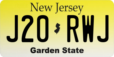 NJ license plate J20RWJ