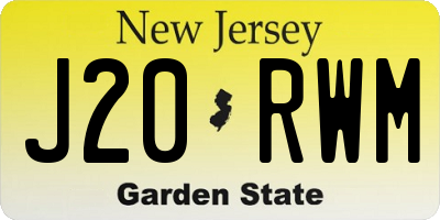 NJ license plate J20RWM