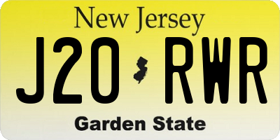 NJ license plate J20RWR