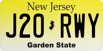 NJ license plate J20RWY