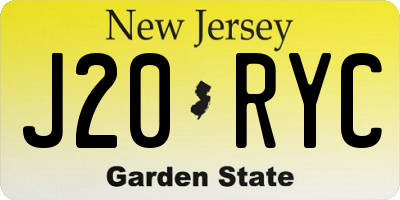 NJ license plate J20RYC