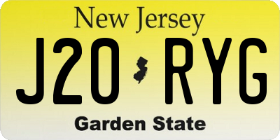 NJ license plate J20RYG