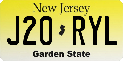 NJ license plate J20RYL