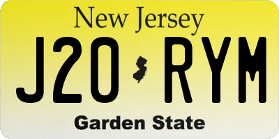 NJ license plate J20RYM