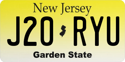 NJ license plate J20RYU