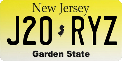 NJ license plate J20RYZ