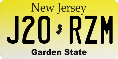 NJ license plate J20RZM