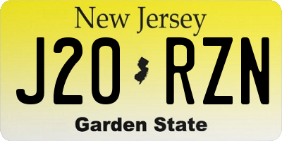 NJ license plate J20RZN