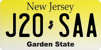 NJ license plate J20SAA