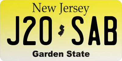 NJ license plate J20SAB
