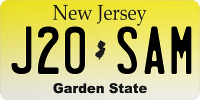 NJ license plate J20SAM
